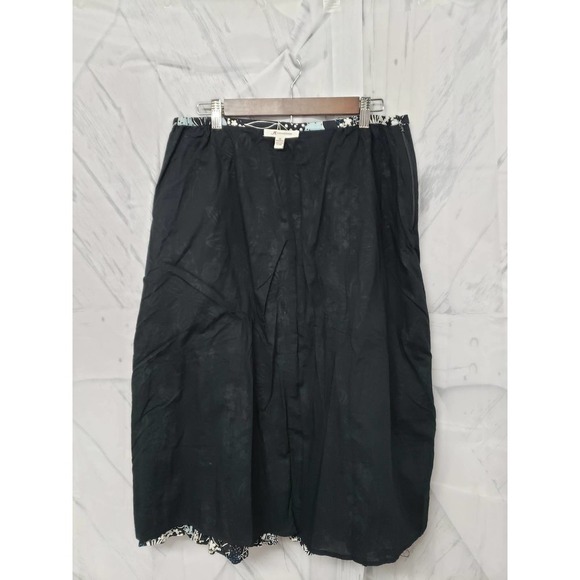 JM Collection Black Blue Floral Boho A Line Midi Skirt 14 - Picture 7 of 7